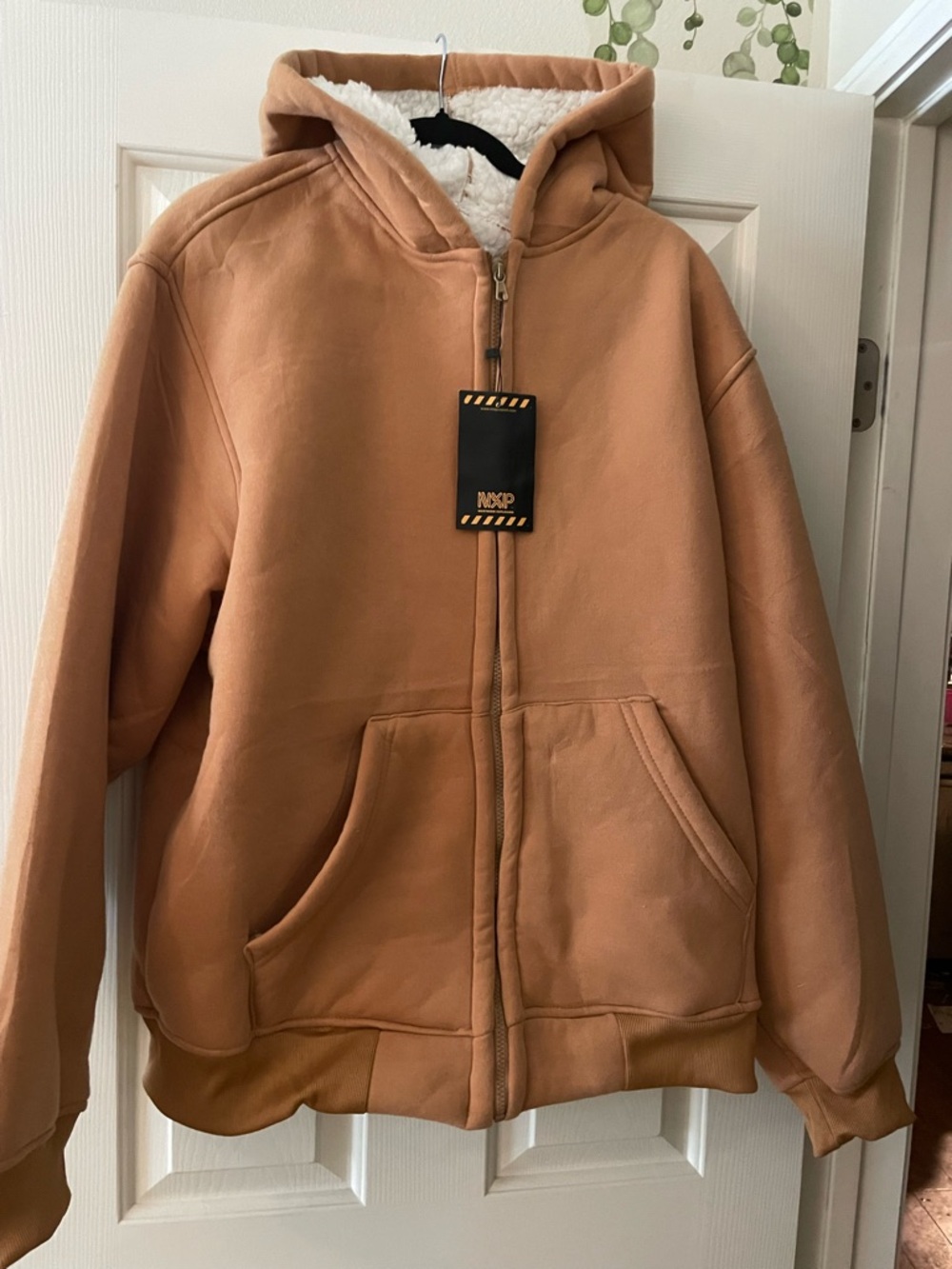 Brand new NXP Men's Hooded Sherpa-Lined Zip Jacket - Tan large